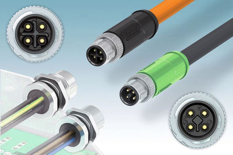 Steckverbinder vom Typ M12 Power in S- und T-Kodierung übertragen eine hohe Leistung trotz ihres geringen Bauraums. (Bild: Phoenix Contact)