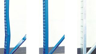 Bei der Reparatur mit Robusto werden defekte Regalkomponenten zunächst gerichtet und dann mit einem verzinkten U-Profil verstärkt. (Bild: Klein)