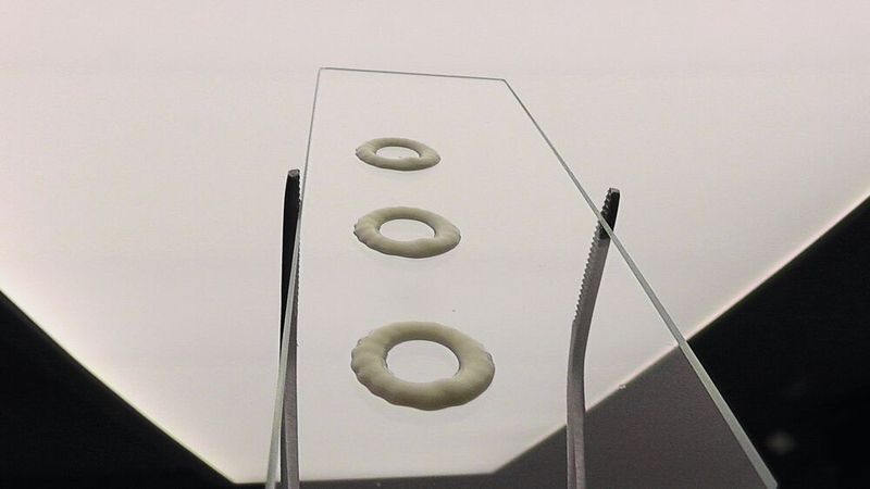 Mit 300 Hz Taktfrequenz wird eine hohe Dosierfrequenz bei einer Entfernung von 50 mm bei horizontalen und Überkopfaufnahmen erzielt – auch mit Naturkautschuk, sei es als Dosierpunkt oder auch als eine geometrische Form wie z.B. einem Ring. (Bild: Perfecdos)