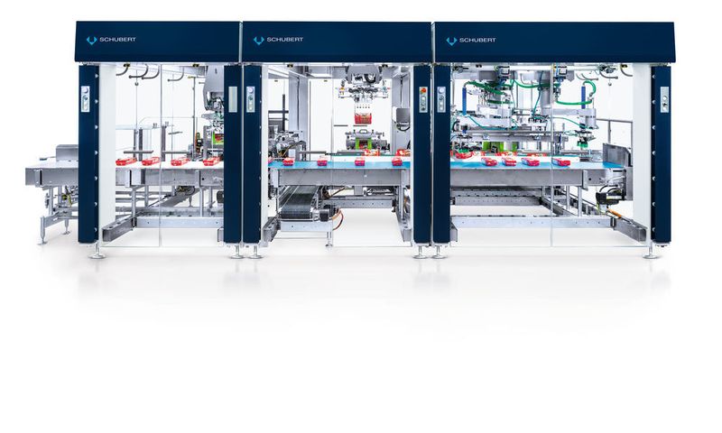 Die neueste Generation der TLM-Maschinen von Schubert ist die erste Verpackungsmaschine ohne Schaltschrank. Sie wurde der Öffentlichkeit erstmals auf der damaligen Interpack präsentiert. (Schubert)