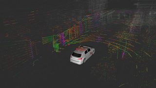 Mithilfe eines Sehtests soll festgestellt werden, ob die Sensorik der autonomen Fahrzeuge einwandfrei funktioniert.  (Empa)