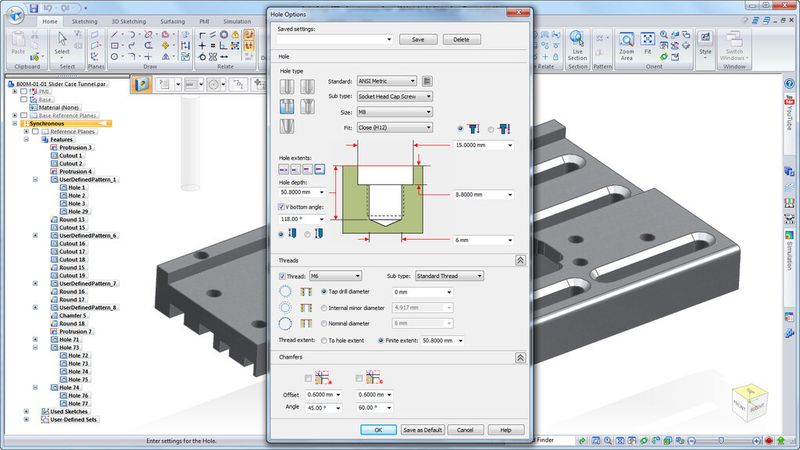 Standard-basierende, visuelle Loch-Platzierung wird nicht nur einfacher durch die intuitive Bedienung, sondern auch die Abmessungen werden automatisch festgelegt.  (Siemens PLM)