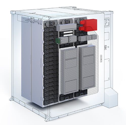 Abbildung 5: „Gridstack“ ist ein Energiespeicherprodukt im Netzmaßstab, das für anspruchsvolle Anwendungen entwickelt wurde. Das Fluence-Produkt ermöglicht etwa eine flexible Spitzenkapazität, Frequenzregulierung, Integration erneuerbarer Energien.... (Bild: Fluence)