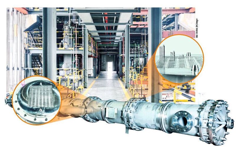 
In the detail: The integration of the continuously running Miprowa production reactor into the existing building infrastructure at Shaoxing Eastlake in China near Shanghai. (Ehrfeld; [M] Beeger)