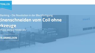 Im Webinar „Platinenschneiden vom Coil ohne Werkzeuge“ am 21.02.2018 um 10:00 Uhr erfahren Sie mehr über die Laser Blanking Line mit DynamicFlow Technologie. (Schuler )