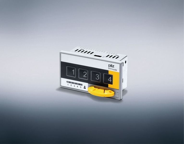 Der Betriebsartenwahlschalter PITmode ermöglicht das sichere Umschalten der Betriebsart und die Regelung der Zugangsberechtigung in einem Gerät. (Pilz)