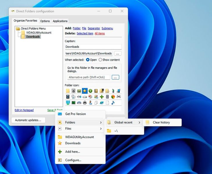 Direct Folders ermöglicht schnelleren Zugriff auf häufig verwendete Verzeichnisse in Windows. (Bild: Joos – Code Sector)