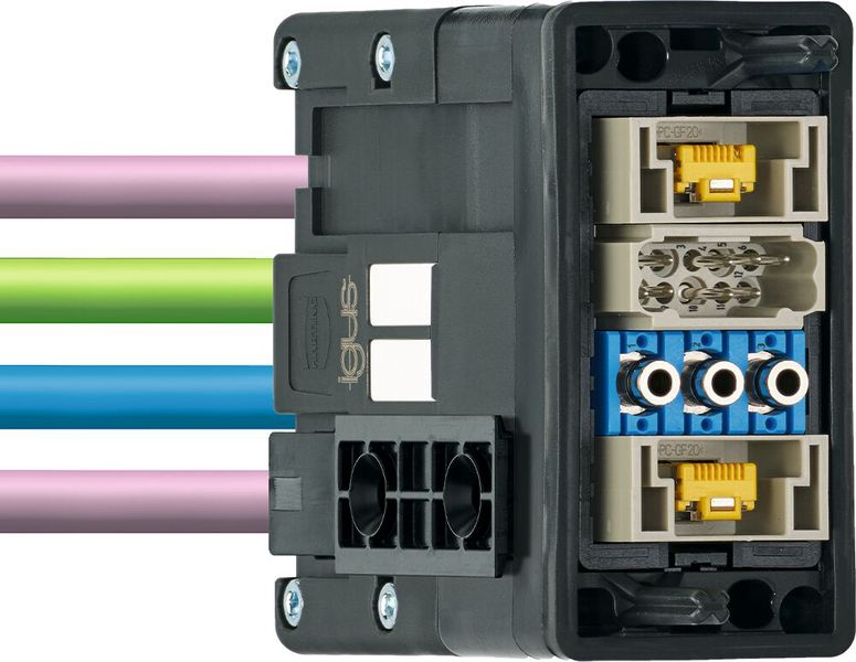 In der Entwicklung von Module Connect startete Igus eine Kooperation mit dem Steckerspezialisten Harting. Aus seinem Programm Han Modular stellt Harting 100 Einsätze passend für Module Connect bereit.   (Bild: Igus)