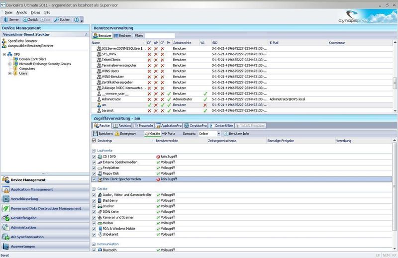 Über das Device Management weisen die zuständigen Mitarbeiter Zugriffsrechte auf Computer- und Benutzerebene zu. (Archiv: Vogel Business Media)