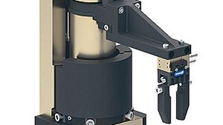 Bis zu 90 Takte pro Minute lassen sich mit dieser Hub-Dreheinheit erzielen. Ohne Einsatz eines zusätzlichen Drehmoduls können mit ihr Teile um 90 oder 180° umorientiert werden. (Bild: Schunk)