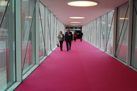 Der Zugang zur Messe versprühte einen Hauch von Hollywood - auch wenn der Teppich pink und nicht rot ist (Archiv: Vogel Business Media)