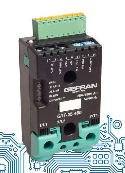Der mikroprozessorgesteuerte Einkanalleistungssteller GTF von Gefran eignet sich für die Steuerung der elektrischen Leistung von unterschiedlichsten Lasten. (Gefran)