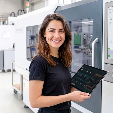 Keba und Tomorrow Things arbeiten zusammen, um Maschinen-Konnektivität, Remote Service und KI-gestützte Industrieanwendungen für Maschinenbauer und Fabriken zu vereinfachen.  (Bild: Tomorrow Things GmbH/Visualisierung, teilweise KI-generiert)