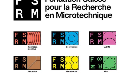 La nouvelle identité graphique de la FSRM vise à rendre ses activités plus lisibles et à mieux refléter la diversité de ses missions au service de l’écosystème microtechnique.(Source :  FSRM)