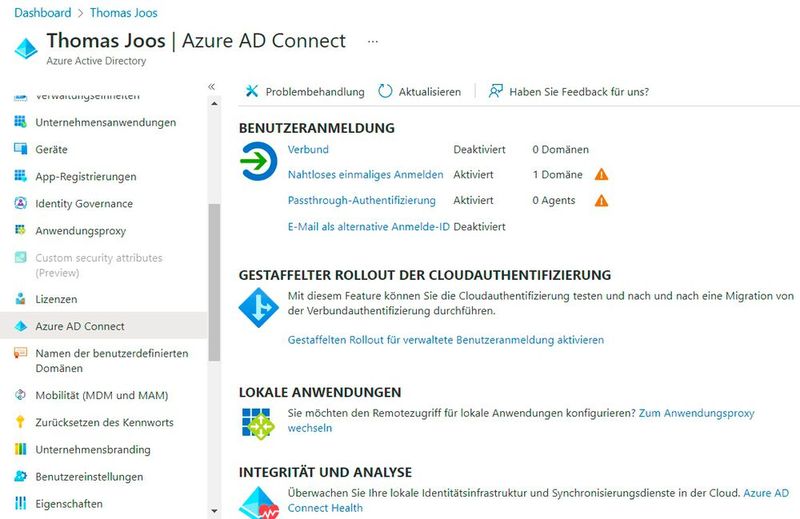 Der Azure AD-Anwendungsproxy unterstützt auch SSO-Szenarien, zusammen mit Azure AD Connect. (Bild: Joos)