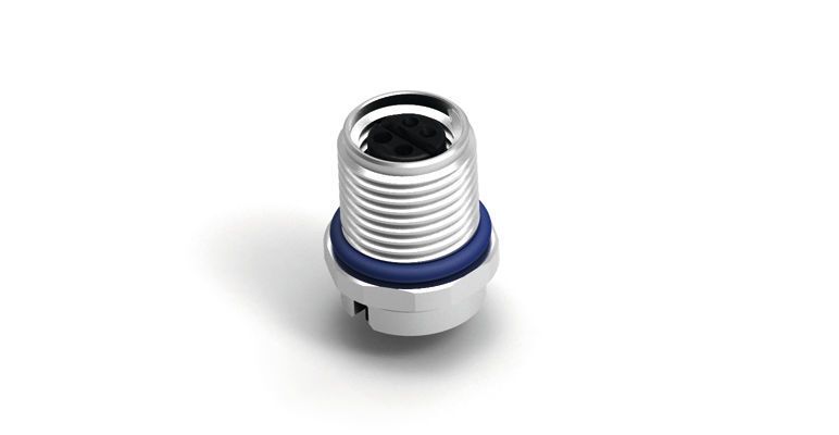 Bild 3: M8-Buchse mit Spannungsversorgung für Datenraten von 1 GBit/s (Bild: TE)