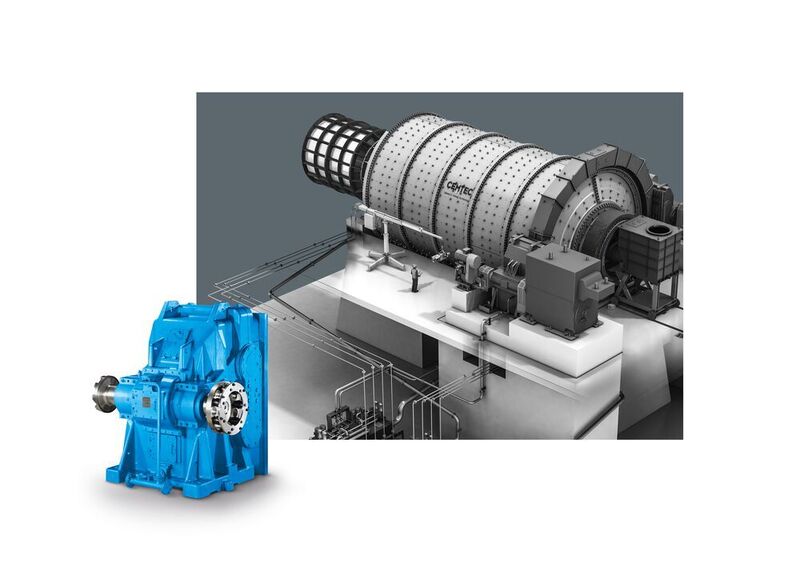Verteilung der Lasten: Flender-DMG2-Getriebe wurden für den Antrieb von Rohrmühlen mit Zahnkranz entwickelt. Hierbei bildet das Getriebe mit dem Zahnkranz, in das es direkt eingreift, eine Einheit. (Flender)