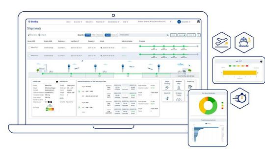So sieht die Benutzeroberfläche des Luftfracht-Tracking-Tools von Bluebox Systems aus. Damit können auch Verspätungen bei zeitkritischen Lieferungen aufgedeckt werden. Das war unter anderem für Otonomi der Grund, sich für das System zu entscheiden. Hier mehr dazu ...(Bild:  Bleubox Systems)