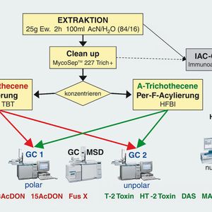 Abb.2: Das Analysenschema mit den eingesetzten Geräten und
die Zielanalyten.