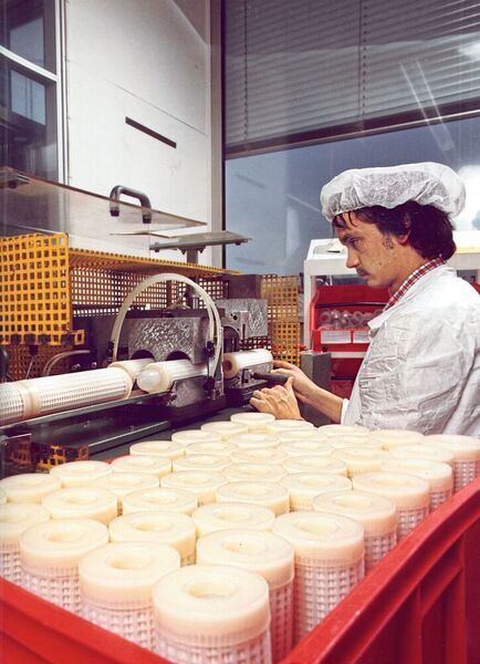 Production of candle filter in 1976 (Sartorius)