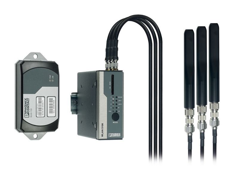 Der Ethernet Port Adapter (EPA) und der Access Point WLAN 5100 ermöglichen die Umsetzung leistungsfähiger und kostengünstiger WLAN-Lösungen. (Phoenix Contact)