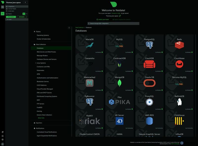 Neben Betriebssystemen kann Netdata über seinen Agenten auch Metriken aus Datenbanken und anderen Systemen wie Active Directory auslesen. (Bild: Joos - Netdata Inc.)
