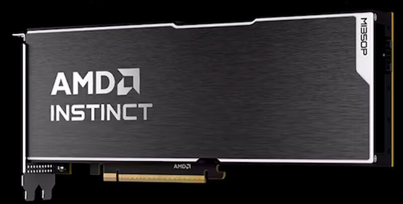 Die Dual-Slot-Karte mit PCI-Express-Gen5-Interface und 600 Watt TDP wird im Server passiv gekühlt. Die maximale Leistungsaufnahme kann auf 450 Watt gedrosselt werden. (Bild: AMD)
