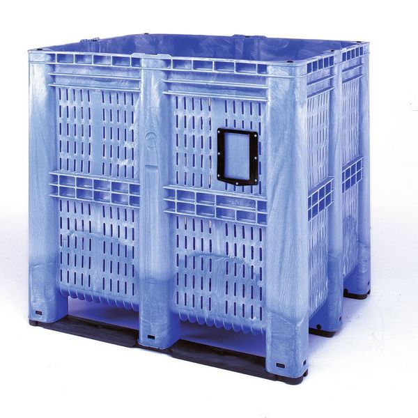 Die Pallet Box mit 1400 l Fassungsvermögen wird aus schlagfestem, chemikalienbeständigem Hart-Polyethylen hergestellt. (Cabka)