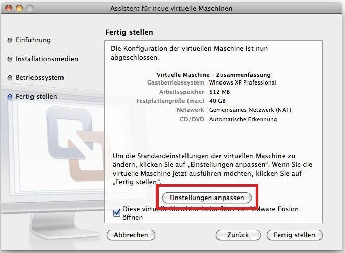 Abbildung 7:  In diesem Menü kann der Speicherort des virtuellen Computers eingerichtet werden. Jede neue virtuelle Maschine wird in einem Paket standardmäßig im Ordner „Virtuelle Maschinen“ unter dem Benutzer-Profil gespeichert. Ist die Festplattenverschlüsselung FileVault aktiviert, dann wird auch die virtuelle Maschine komplett verschlüsselt. Wenn also mehrere Benutzer gleichzeitig die virtuelle Maschine verwenden wollen, sollte der Speicherort der virtuellen Maschinen entsprechend geändert werden (siehe auch Abbildung 27). Tipp: Virtuelle Maschinen können auch im Finder kopiert werden. Ein vollständiges Backup zu erstellen ist daher einfach und schnell. Im Paket finden sich alle Log- und Konfigurationsdateien der virtuellen Maschine (siehe Abbildung 27). (Archiv: Vogel Business Media)