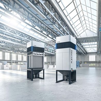 Die neue Filteranlage Flexpro für die industrielle Staubabscheidung wurde speziell für höchste Anforderungen in sensiblen Produktionsumgebungen wie der Pharma- und Lebensmittelindustrie entwickelt. (Bild: Herding)