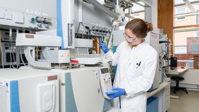 Forschende der Technischen Universität München (TUM) arbeiten an neuen Wegen, Ernährungssicherheit zu gewährleisten. Ein Team des TUM Campus Straubing hat hierfür ein Verfahren entwickelt, um wichtige Aminosäuren aus Kohlendioxid, Wasserstoff und erneuerbarer Energie herzustellen. Im Bild: Viktoria Lehmann, eine der Autorinnen der Studie. (Bild: Jan Winter/TUM)