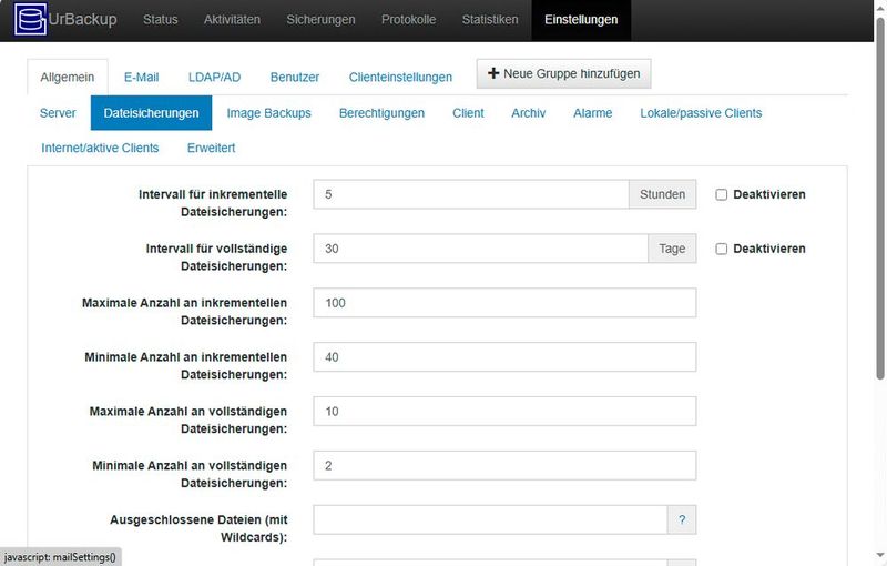 Anpassen der Einstellungen auf dem Server. (Bild: Joos – Martin Raiber)