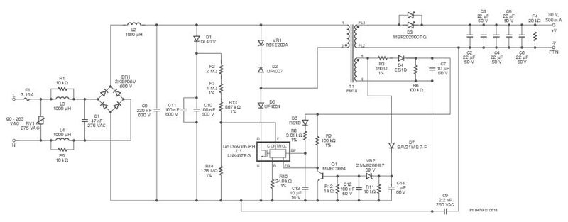 Bild 5: Wirkungsgradstarker, isolierter Flyback-Wandler mit kombinierter PFC/CC-Stufe. (Power Integrations)