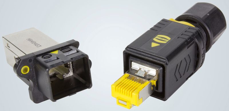 Das neue Gehäusematerial des Harting PushPull V4 Industrial hält auch sehr aggressiven Chemikalien stand. Eine arretierbare Verriegelung sowie eine flexiblere Kabelaufnahme und andere Merkmale sollen dem Anwender mehr Prozesssicherheit bieten und den PushPull fit für anspruchsvolle Einsatzgebiete machen. Er ist modular aufgebaut und eignet sich für Data, Signal und Power. (Harting)