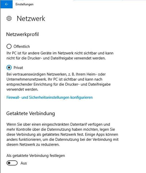 Netzwerk-Profile können in Windows 10 Version 1709 einfacher angepasst werden. (Th. Joos)