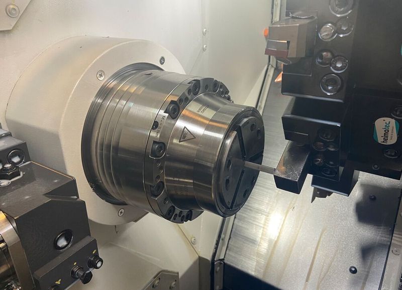Small prismatic parts machined in one-hit from square section bar on the Nakamura AS200 instead of undergoing multiple set-ups on a machining centre. (Source: ETG)