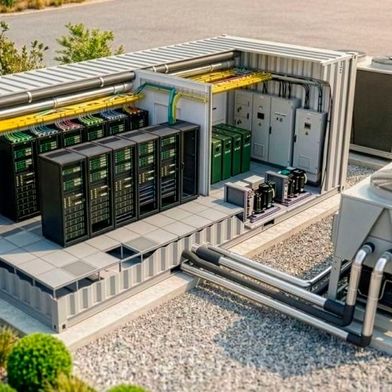 Konzeptvisualisierung des geplanten KI-Rechenzentrums, mit dem Hinweis, dass die tatsächliche Ausführung abweichen kann. (Bild: Uni Lübeck / Google Gemini / KI-generiert)