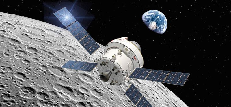 Das zylindrische Europäische Servicemodul (ESM) ist das Kraftwerk des Orion- Raumschiffs und versorgt die Kapsel mit Strom, Antrieb, Temperaturregelung sowie  Luft und Wasser.(Bild:  ESA/D. Ducros)