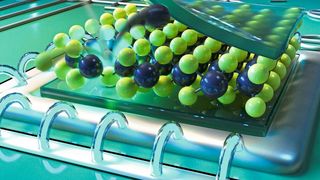 Fehlstellen in dünnen Molybdänsulfid-Schichten, erzeugt durch Beschuss mit Helium-Ionen, können als Nano-Lichtquellen für die Quantentechnologie dienen. (Christoph Hohmann / MCQST)