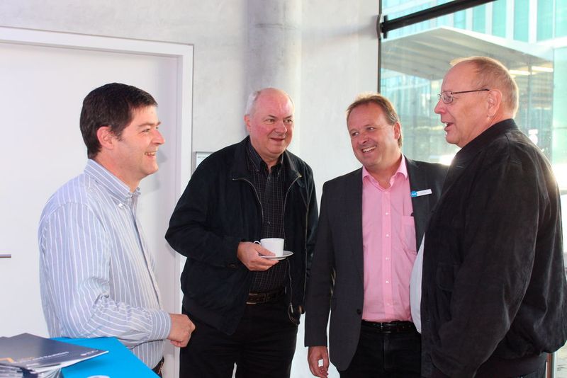 (l.) Chris Gale (A10 Networks), Walter Benz (Boll), Joachim Walter (A10 Networks) und Daniel Pfenninger (Eb-Qual) (A10 Networks)