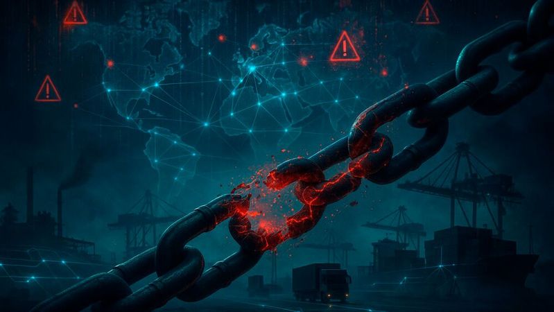 Die Lieferkette hat oft schwache Glieder und ist deshalb ein beliebtes Ziel für Cyberangriffe. Das trifft auch auf die Software-Lieferkette zu.(Bild:  KI-generiert)