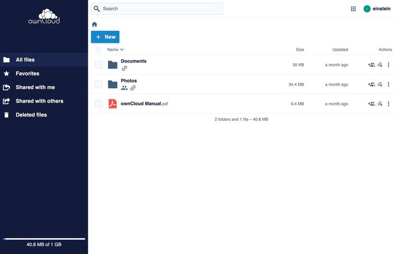 Neues Web-Frontend von ownCloud Infinite Scale.