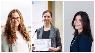 Von links: Die Preisträgerinnen Isabella Lau, Mona Fuhrländer und Iulia Dan. (Bild: VDE)