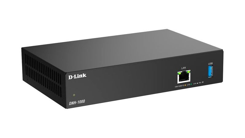 D-Link stattet den Netzwerk-Controller DNH-1000 mit einem 2,5G-LAN-Port aus. Für die Protokollspeicherung steht USB 3.0 zur Verfügung.(Bild:  D-Link)
