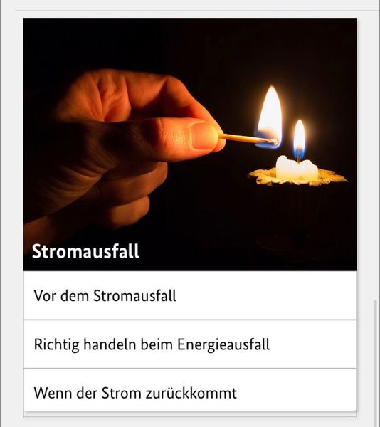 Notfalltipps bei Stromausfällen (NINA App/su)