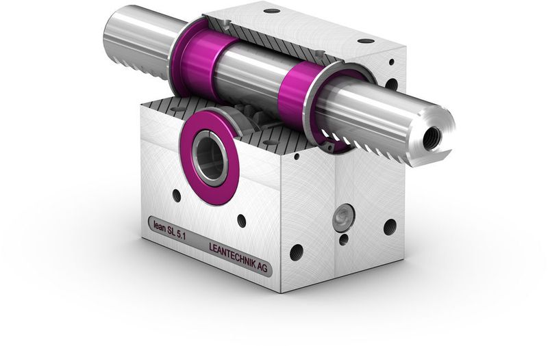 Das Präzisons-Zahnstangengetriebe Lean SL mit rund geführter Zahnstange eignet sich für einfachere, kostengünstige Hubaufgaben. (Leantechnik)
