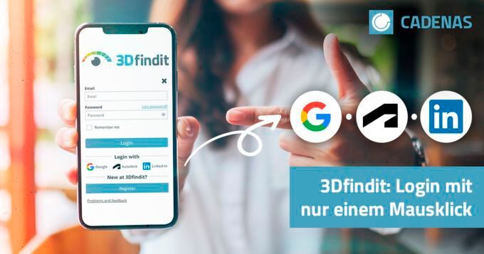 Ab sofort können sich Nutzer von 3Dfindit von Cadenas via Single Sign-on auf der Plattform einloggen. (Bild: Cadenas)