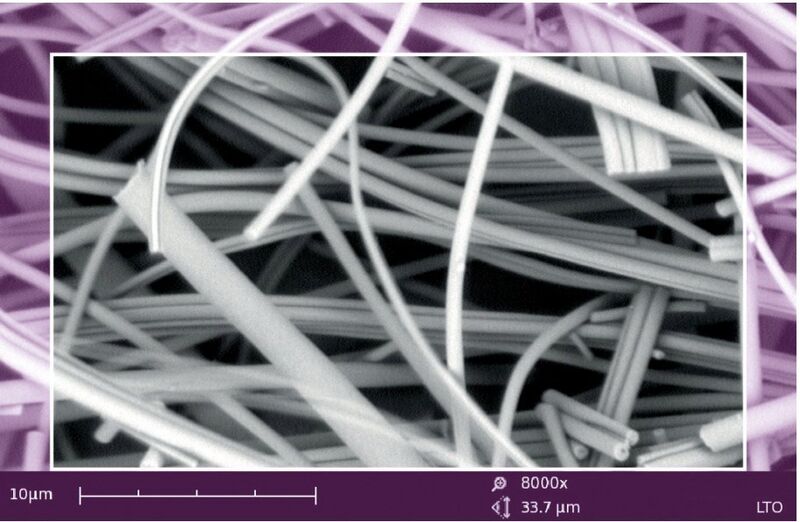 Lithium-Titanat-Fasern als Elektrodenmaterial für Lithiumbatterien (Bild: Fraunhofer IZM)