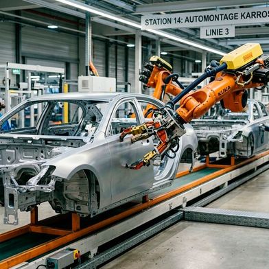 Bedenklicher Schwund! Dieses Bild könnten mal der Blick in gute alte Zeiten werden. Denn der Automobilindustrie in Deutschland geht es noch immer nicht gut. Hinzu kommt, dass nirgends schneller Jobs verloren gehen, als in dieser Branche, wie Experten jetzt mahnen ... (Bild: KI-generiert)