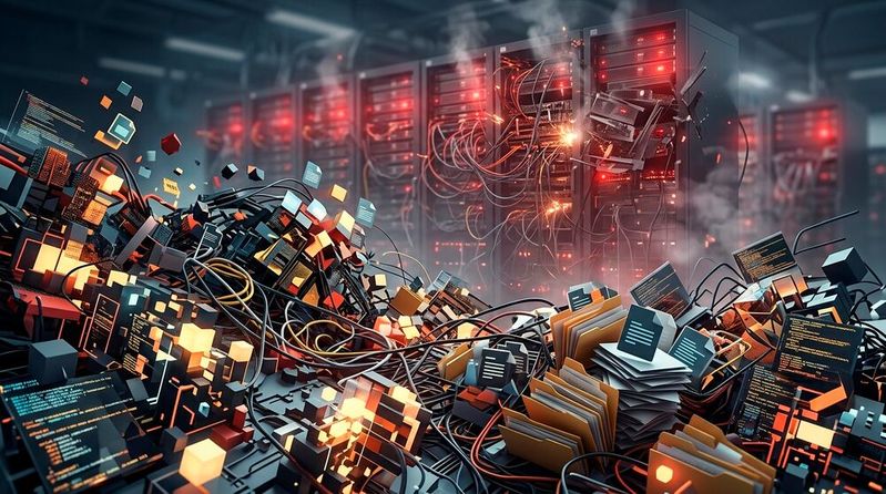 Unkontrolliert wachsende Datenbestände verursachen hohe Kosten und verhindern, Datenmehrwert freizusetzen.(Bild:  Gemini / KI-generiert)